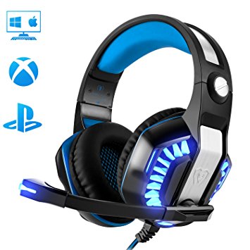 Gaming Headset for PC PS4 Xbox One, Beexcellent Super Comfort Noise Cancelling Stereo Deep Bass 3.5mm LED Professional Headphone with Mic for Laptop Tablet Mac Smart Phone