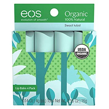 eos Natural & Organic Stick Lip Balm | Sweet Mint | Certified Organic & 100% Natural | 0.14 oz. | 4-Pack