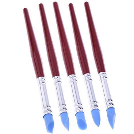 BCP Pack of 5 Clay Color Shaping Modeling Wipe Out Tools Rubber Tip Paint Brushes for Sculpture Pottery