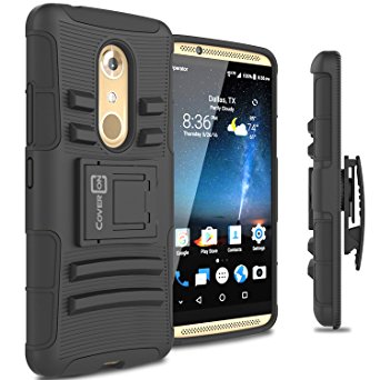 ZTE Axon 7 Holster Case, CoverON® [Explorer Series] Holster Hybrid Armor Belt Clip Hard Phone Cover For ZTE Axon 7 Holster Case - Black