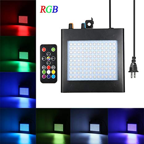 Party Lights, SOLMORE AC 90-240V 25W 108 RGB LED Strobe Lights Auto Sound Activated DJ Party Lights Adjustable Flash Speed Control with Remote Control for Stage Lighting Wedding Show Club Pub Parties