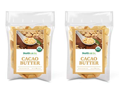 Healthworks Cacao Butter (32 Ounces / 2 Pounds) (2 x 1 Pound Bags) Organic | Unrefined Non-Deodorized Cocoa | Certified Organic from Peru | Sugar-Free, Keto, Vegan & Non-GMO | Antioxidant Superfood