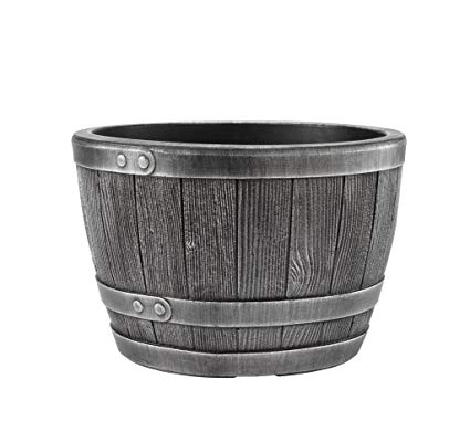 Stewart Blenheim Half Barrel, Pewter Effect, 40 cm