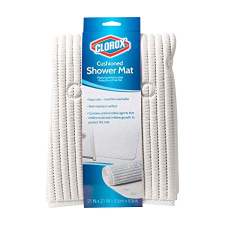Duck Brand 285343 Clorox Cushioned Shower Mat, 21 x 21 Inches, White