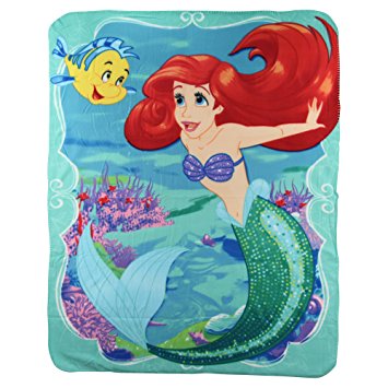 Little Mermaid "Ariel & Flounder" Kids Character Lightweight Fleece Throw Blanket