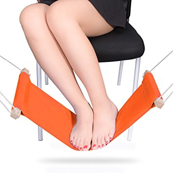 Delxo Office Foot Hammock Stands Adjustable Desk Feet Hammock the Foot Rest Stands, Orange