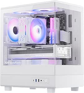 darkFlash Micro ATX PC Case, Pre-Install 3 PWM ARGB Fans Computer Case, Full View Dual Tempered Glass MATX Gaming PC Case, Type C Port, Supports up to 240mm AIO(DB330M) (White)