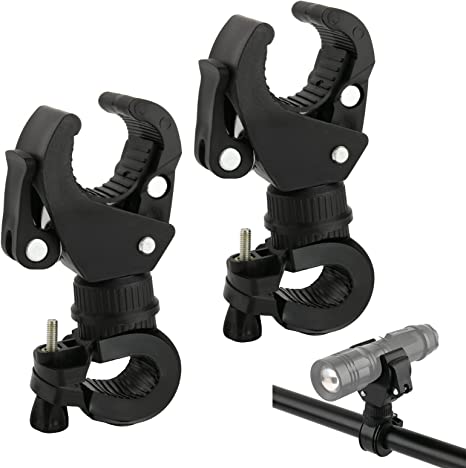 Cosmos 2 Pcs Bike Flashlight Mount Holder Universal Bicycle Flashlight Holder 360º Rotation Bike Flashlight Clip Adjustable Clamp LED Headlight Holder for Cycling, Riding