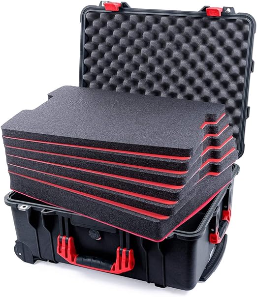 Pelican 1560 Black and Red Case with Customizable Tool Foam Inserts.