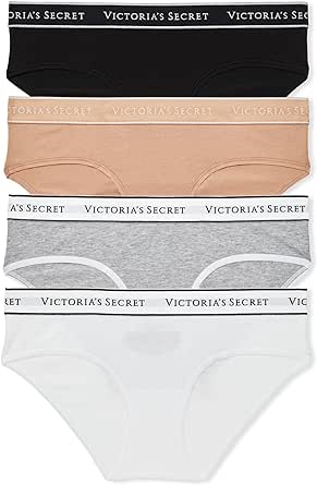 Victoria's Secret Women's Cotton Logo Hipster Underwear, Moderate Coverage Panties for Women, Multi Pack (XS-XXL)