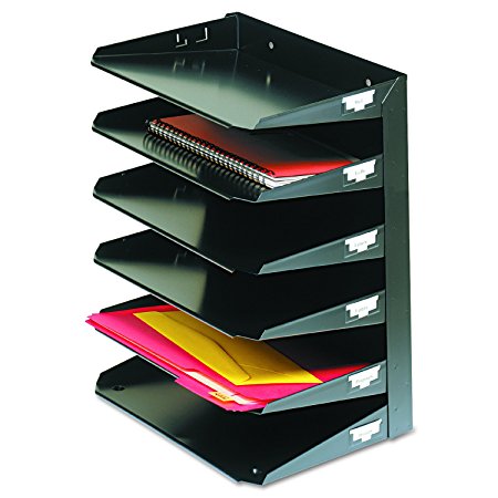 MMF Industries 6-Tier Letter-Size Horizontal Steel Desk Organizer, Black (2646HBK)