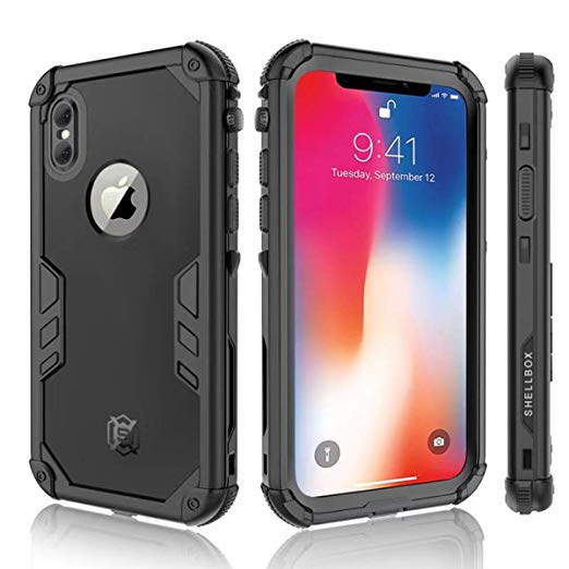 AIUERU iPhone Xs/X Waterproof Case, Underwater Fully Sealed Cover IP68 Certified for Waterproof Snow Proof Shockproof and Dustproof with Built-in Screen Protector for iPhone X/Xs (Black)