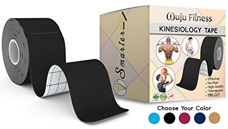 Athletic Tape for First Aid Kit, Physical Support Therapy, Sports Exercises. Lower Back, Heel, Foot, Joint, Shoulder, Muscle and Plantar Fasciitis Pain Relief. 20 precut Black KT strips 2"x10"
