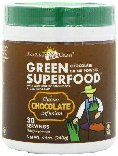 Amazing Grass - Green SuperFood Drink Powder 30 Servings Cacao Chocolate Infusion - 8.5 oz.