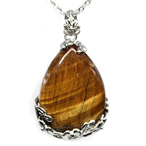 Christmas Gift! Real Natural Quartz Teardrop Pendant Necklace With 20" Stainless Steel Chain