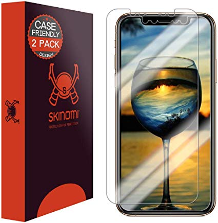 Skinomi Screen Protector Compatible with Apple iPhone Xs (5.8 inch)(2-Pack)(Case Compatible) Clear TechSkin TPU Anti-Bubble HD Film