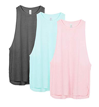 icyzone Workout Tank Tops for Women - Running Muscle Tank Sport Exercise Gym Yoga Tops Running Muscle Tanks(Pack of 3)