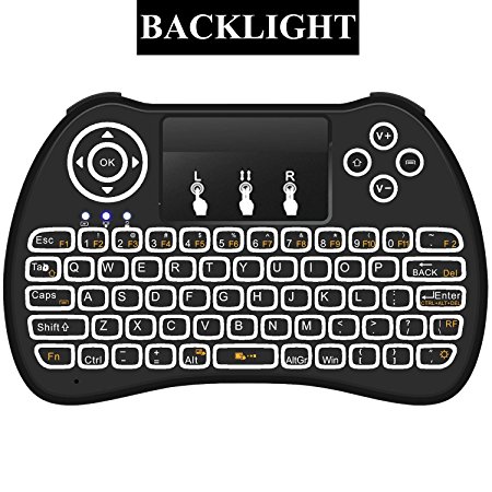 Mitid Backlight Mini Keyboard Remote Controls for Google / Android TV Box, Smart TV, HTPC, IPTV (Blacklit Keyboard)