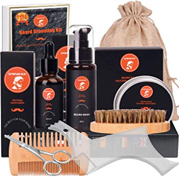 Beard Grooming Kit for 10 in 1 Beard Care Unique Gifts for Men, Beard Oil, Beard Brush, Beard Comb, Beard Balm, Beard Shampoo, Modelling Comb & Mustache Scissors Beard Growth & Trimming Kit