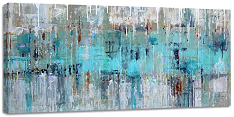 Large Abstract Wall Art Decor Mint Green Gray Canvas Prints for Living Room Bedroom Big Artwork Home House Office Wall Decoration 24x48inch