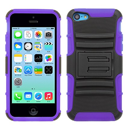 iPhone 5C Case, CHTech Hybrid Dual Layer Shock Defender Protective Case Cover for Apple iPhone 5C (Purple)