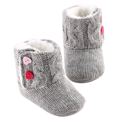 LIVEBOX Baby Cotton Knit Premium Soft Sole Anti-Slip Mid Calf Warm Winter Infant Prewalker Toddler Boots