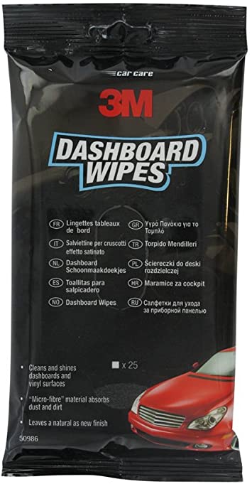 3M Car Dashboard Wipes Pack of 25 Cleans and Shines all Vinyl Surfaces