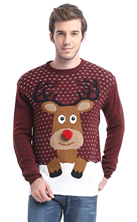 Daisysboutique Men's Holiday Reindeer Snowman Santa Snowflakes Sweater