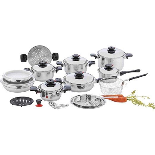 Chef's Secret 28pc 12-Element T304 Stainless Steel "Waterless" Cookware