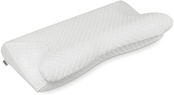 Samyoung Memory Foam Pillows for Sleeping, Contour Cervical Pillow for Neck Pain, Ergonomic Orthopedic Support Pillows for Side, Back and Stomach Sleepers, 23.6" 12.6" 4.9"/3.1"