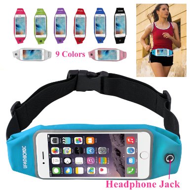 uFashion3C Universal Running Belt Waist Pack Fanny Pack for iPhone 6 6S 6 Plus 6S Plus Samsung Galaxy S5 S6 S7 Edge Note 4 5 LG G3 G4 with OtterBox  LifeProof Waterproof Case Sky Blue