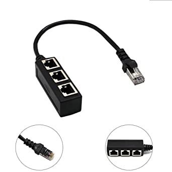 RJ45 Ethernet Splitter Cable, vienon RJ45 Y Splitter Adapter 1 to 3 Port Ethernet Switch Adapter Cable for CAT 5 / CAT 6 LAN Ethernet Socket Connector Adapter Cat5 Cat6 Cable