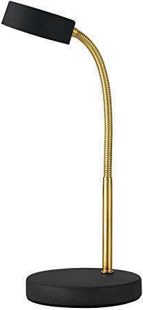 Globe Electric Desk Lamp, Gold Gooseneck, Matte Black Finish, 5W Energy Star Integrated LED, 250 Lumens 30061, 15.45"