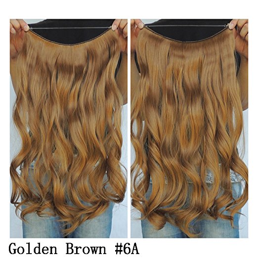 Secret Halo Hair Extensions Flip in Curly Wavy Hair Extension Synthetic Women Hairpieces 20" (Golden Brown #6A)