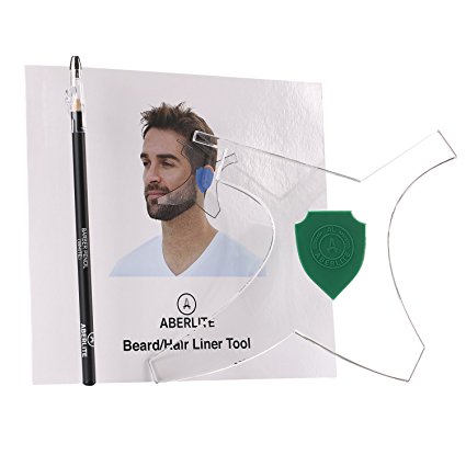 Aberlite Beard Shaper - Beard/Hair Liner Tool - 100% Clear | Many Styles | Anti-Slip - The Ultimate Beard Shaping Tool (Green) - Works w/ Beard Trimmer & Hair Clippers