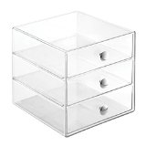 InterDesign 3 Drawer Storage Organizer for Cosmetics Makeup Beauty Products and Office Supplies Clear