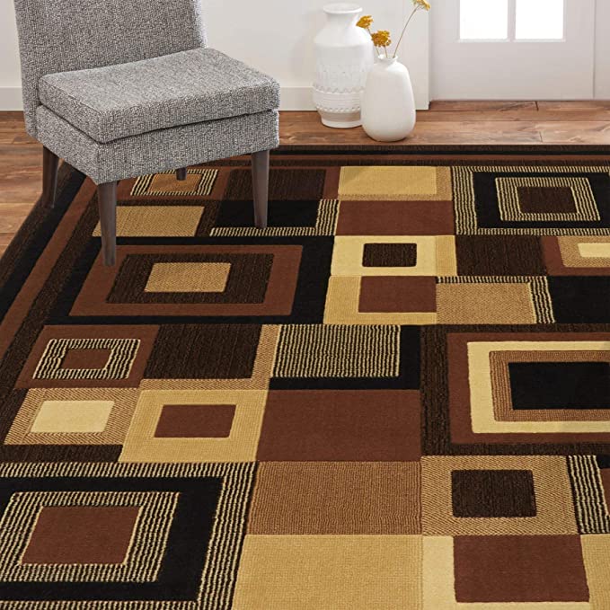 Clearance Home Dynamix Catalina Modern Area Rug, Geometric Black/Brown 19.6"x31.5"