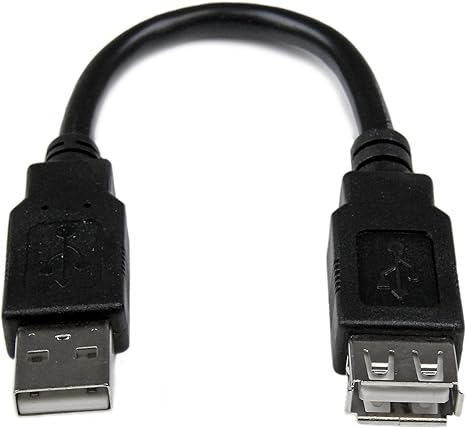 StarTech.com Câble d'extension / Rallonge USB 2.0 de 15cm - Cordon USB A vers A - Mâle / Femelle - Noir (USBEXTAA6IN)