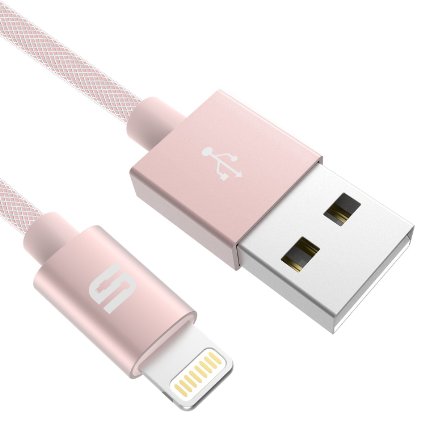 Lightning Cable Syncwire Nylon Braided Rose Gold iPhone Charger - [Apple MFi Certified] Lifetime Guarantee Series - for iPhone 6S Plus 6 Plus SE 5S 5C 5, iPad 2 3 4 Mini, iPad Pro Air, iPod - Aluminum Connector - 3.3ft/1m [Newest Version]
