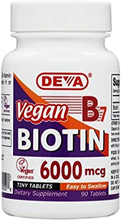 Deva Nutrition Vegan Biotin 6000 mcg Tablets, 90 Count