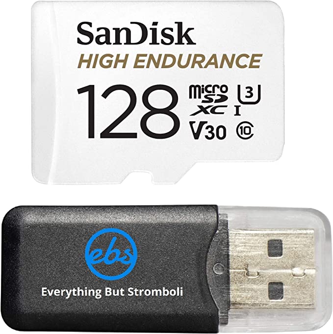 SanDisk High Endurance 128GB TF Card MicroSDXC Memory Card for Garmin Dash Cams 57, 67W, Mini 2, 47 Series (SDSQQNR-128G-GN6IA) Class 10 Bundle with (1) Everything But Stromboli MicroSD Card Reader