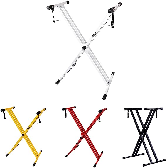 Kadence Heavy-Duty, Double-X, Adjustable Piano Keyboard Stand with Locking Straps, NK13-3kg Dual Braced. (White)