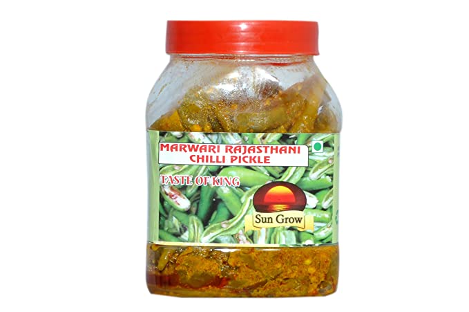 Sun Grow Homemade Marwadi Rajasthani Green Chilli Pickle Achaar Taste of Rajasthan (1 Kg)