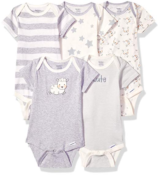 Gerber Baby Girls' 5-Pack Organic Short-Sleeve Onesies Bodysuit