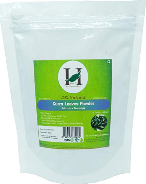 100% Natural Curry Leaves Powder- 227g (0.5 LB) for hair care formulation- Known to hair growth benefits