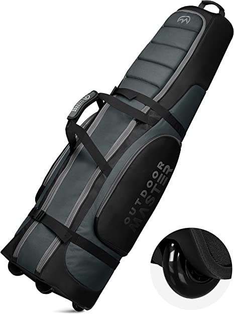 OutdoorMaster Padded Golf Travel Bag with Reinforced Wheels, 900D Heavy Duty Oxford Wear-Resistant and Waterproof Golf Travel Case, Soft-Sided Golf Club Bag, Shoes and Accessories Compartment