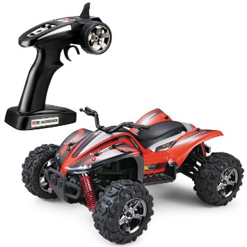 RC Car, SUBOTECH 25MPH 40km/h High Speed Off Road Vehicle 2.4GHz 50M Remote Control 40mins Playing Times with Rechargeable Batteries 1:24 Scale 4WD Electric Power Buggy Hobby Car Toy, Red