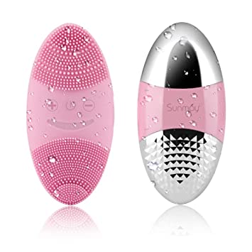 SUNMAY Oval Sonic Facial Cleansing Brush with Negative and Positive Ion Anti-aging Skincare Tools All-in-one Facial Toning Device