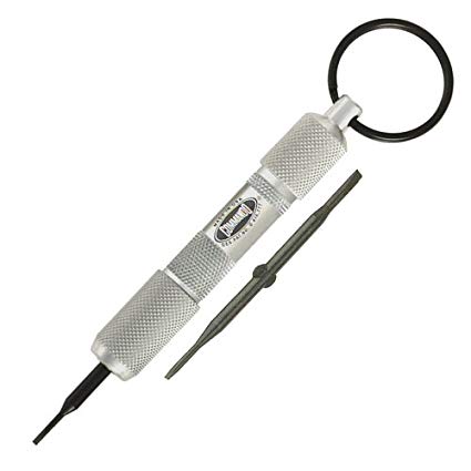 SCREWDRIVER - Commando Mini Precision Pocket Screwdriver w/Key Ring and Double Ended Screwdriver Blade (.087" Flat & #0 Phillips Tips) Blade Stores Inside Attractive Clear Anodized Pro Series Handle