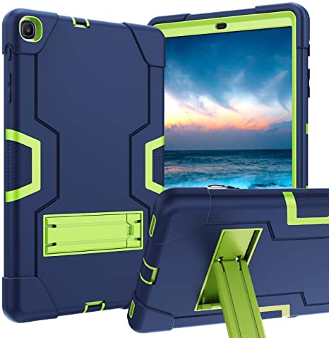 Galaxy Tab A 10.1 Case 2019, DUEDUE Kickstand Heavy Duty Shockproof Rugged High Impact Full Body Protective Case for Samsung Galaxy Tab A 10.1 2019 (SM-T510/T515) for Women Men Kids,Navy Blue/Green